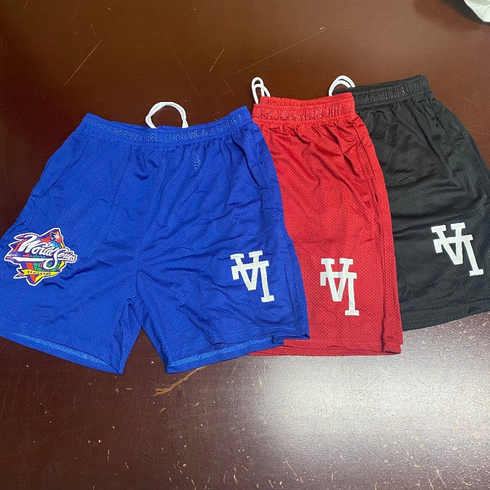 MLB Mens Red Blue Black LA Dodgers World Series Pull On Shorts Size L Set Of 3